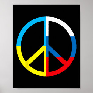 Vredesteken in Oekraïne en Russische vlag - Wereld Poster
