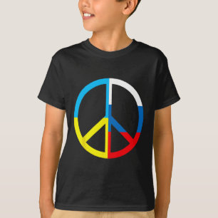 Vredesteken in Oekraïne en Russische vlag - Wereld T-shirt