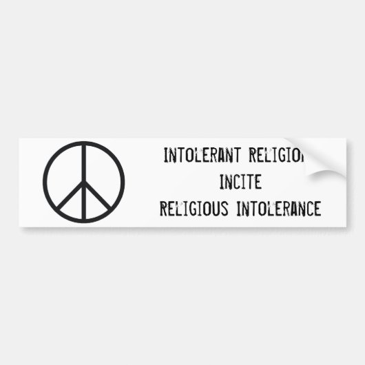 Vredesteken, intolerante religiesInciteReligious.. Bumpersticker (Voorkant)