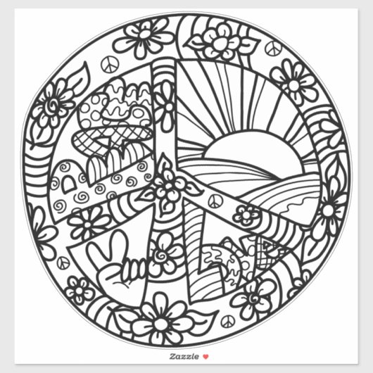 Vredesteken kleur me Schattige Sticker (Vel)