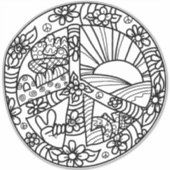 Vredesteken kleur me Schattige Sticker (Voorkant)