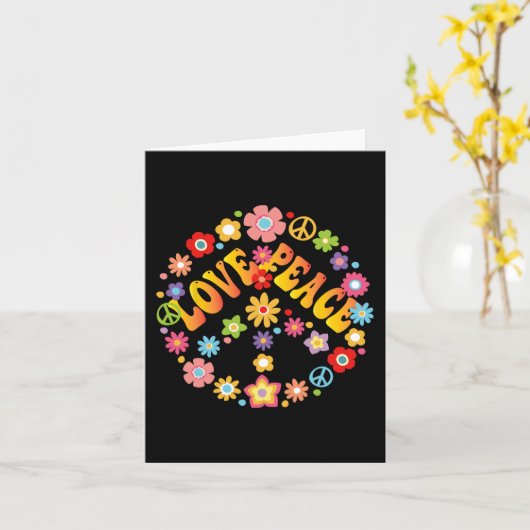 VREDESTEKEN LIEFDE 60s 70s Groovy Hippie Kostuumza Kaart (Gele Bloem)