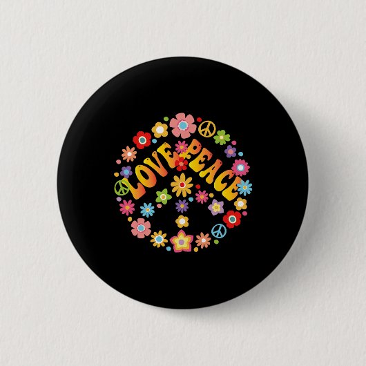 VREDESTEKEN LIEFDE 60s 70s Groovy Hippie Kostuumza Ronde Button 5,7 Cm (Voorkant)