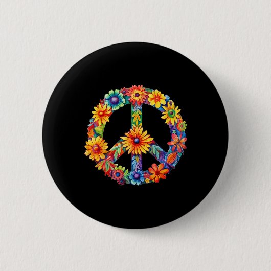 VREDESTEKEN LIEFDE 60s 70s Groovy Hippie Kostuumza Ronde Button 5,7 Cm (Voorkant)