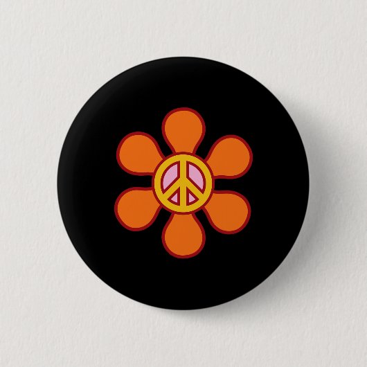 VREDESTEKEN LIEFDE 60s 70s Groovy Hippie Kostuumza Ronde Button 5,7 Cm (Voorkant)