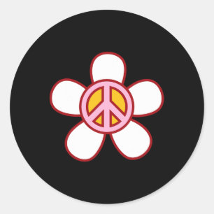 VREDESTEKEN LIEFDE 60s 70s Groovy Hippie Kostuumza Ronde Sticker