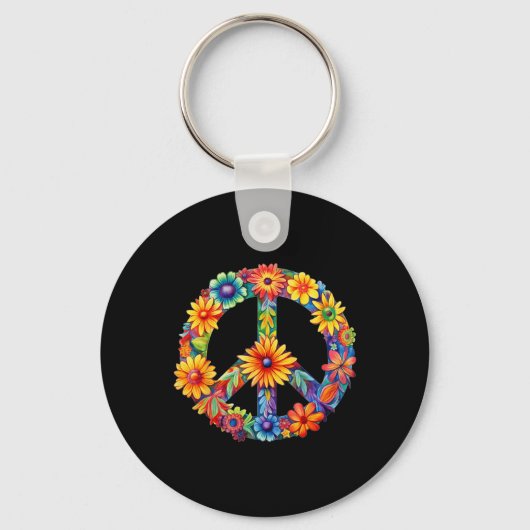 VREDESTEKEN LIEFDE 60s 70s Groovy Hippie Kostuumza Sleutelhanger (Voorkant)
