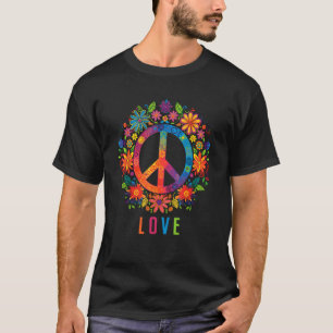 Vredesteken Liefde 60s 70s Kostuum Hippie Bloemen  T-shirt