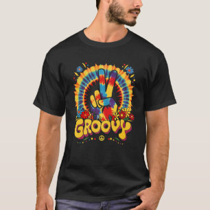 Vredesteken Liefde Groovy Hippie Party Kostuum Ret T-shirt
