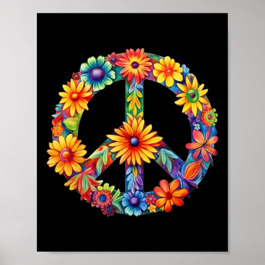 Vredesteken Liefde jaren 60 jaren 70 Groovy Hippie Poster (Voorkant)