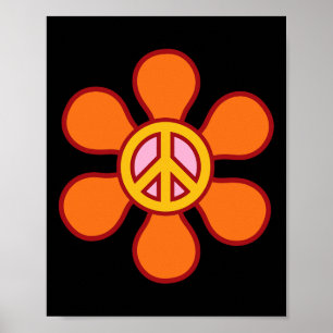 Vredesteken Liefde jaren 60 jaren 70 Groovy Hippie Poster