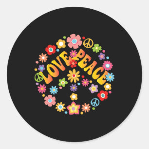 Vredesteken Liefde jaren 60 jaren 70 Groovy Hippie Ronde Sticker