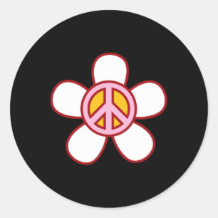Vredesteken Liefde jaren 60 jaren 70 Groovy Hippie Ronde Sticker