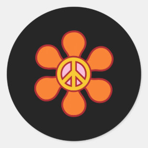 Vredesteken Liefde jaren 60 jaren 70 Groovy Hippie Ronde Sticker