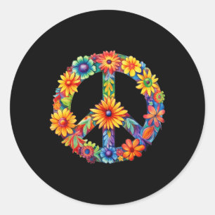 Vredesteken Liefde jaren 60 jaren 70 Groovy Hippie Ronde Sticker