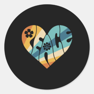 Vredesteken Liefde jaren 60 jaren 70 Groovy Hippie Ronde Sticker