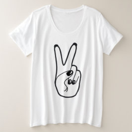 Vredesteken Linkerhand Zwart-wit Eenheidsbeweging Grote Maat T-shirt