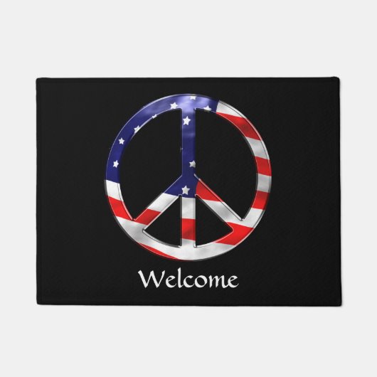 Vredesteken met Amerikaanse vlag Personaliseren Deurmat (Voorkant)