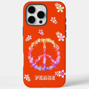 Vredesteken met kleurrijke bloemen, Persoonlijke C iPhone 16 Pro Max Hoesje