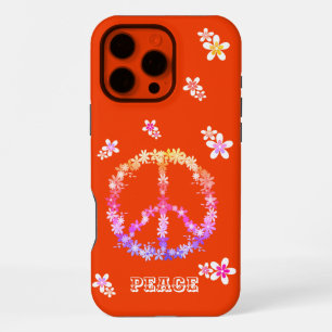 Vredesteken met kleurrijke bloemen, Persoonlijke C iPhone 16 Pro Max Hoesje