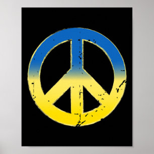 Vredesteken Oekraïne Kleuren Retro Vintage Look - Poster