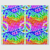 Vredesteken op Kleurrijke Tie Dye Hippie Stijl Cadeaupapier (Vlak)