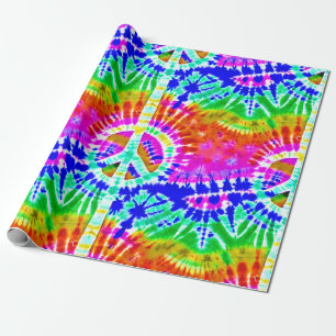 Vredesteken op Kleurrijke Tie Dye Hippie Stijl Cadeaupapier