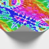 Vredesteken op Kleurrijke Tie Dye Hippie Stijl Cadeaupapier (Hoek)