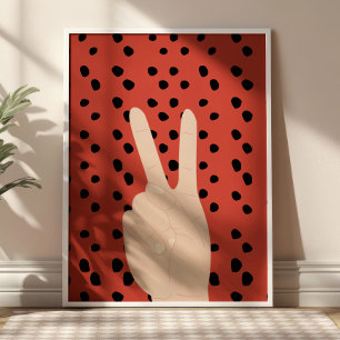 Vredesteken op rode gestippelde achtergrond Preppy Poster