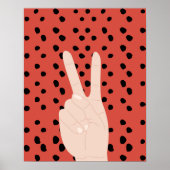 Vredesteken op rode gestippelde achtergrond Preppy Poster (Voorkant)