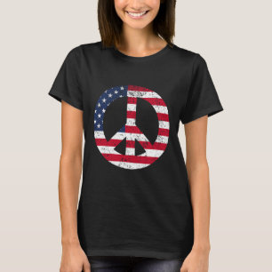 Vredesteken Patriottische Vlag van de VS Vrede en T-shirt