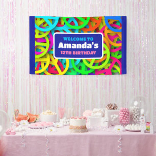 Vredesteken Patroon Groovy Sixties Verjaardag Welk Spandoek