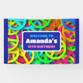 Vredesteken Patroon Groovy Sixties Verjaardag Welk Spandoek (Horizontaal)