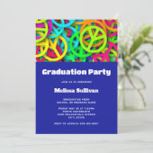 Vredesteken Patroon Groovy Sixties Vibe Afstuderen Kaart (Staand voorkant)