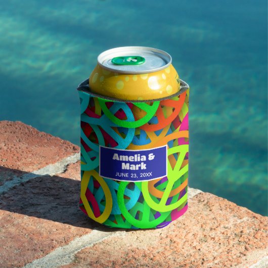 Vredesteken Patroon Groovy Sixties Vibe Bruiloft Blikjeskoeler (Insitu Zwembad)