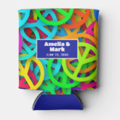 Vredesteken Patroon Groovy Sixties Vibe Bruiloft Blikjeskoeler (Voorkant)