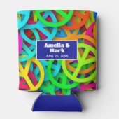 Vredesteken Patroon Groovy Sixties Vibe Bruiloft Blikjeskoeler (Achterkant)