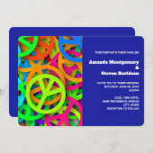 Vredesteken Patroon Groovy Sixties Vibe Bruiloft Kaart (Voorkant / Achterkant)