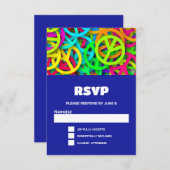 Vredesteken Patroon Groovy Sixties Vibe Bruiloft RSVP Kaartje (Voorkant / Achterkant)