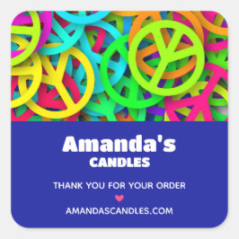 Vredesteken patroon Groovy Sixties Vibe Business Vierkante Sticker