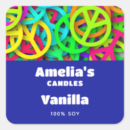 Vredesteken patroon Groovy Sixties Vibe Candle Vierkante Sticker