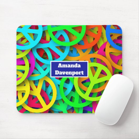 Vredesteken patroon Groovy Sixties Vibe Muismat (Met muis)