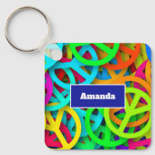 Vredesteken patroon Groovy Sixties Vibe Sleutelhanger (Voorkant)