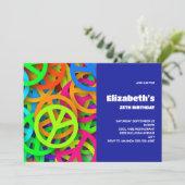 Vredesteken Patroon Groovy Sixties Vibe Verjaardag Kaart (Staand voorkant)