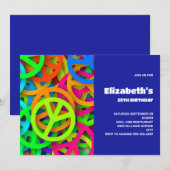 Vredesteken Patroon Groovy Sixties Vibe Verjaardag Kaart (Voorkant / Achterkant)