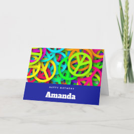 Vredesteken Patroon Groovy Sixties Vibe Verjaardag Kaart