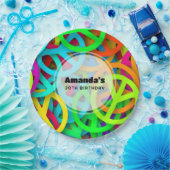 Vredesteken Patroon Groovy Sixties Vibe Verjaardag Papieren Bordje (Feest)