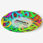 Vredesteken Patroon Groovy Sixties Vibe Verjaardag Papieren Bordje (Gekanteld)