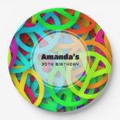 Vredesteken Patroon Groovy Sixties Vibe Verjaardag Papieren Bordje (Voorkant)