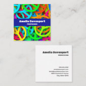 Vredesteken patroon Groovy Sixties Vibe Vierkante Visitekaartje (Voorkant / Achterkant)